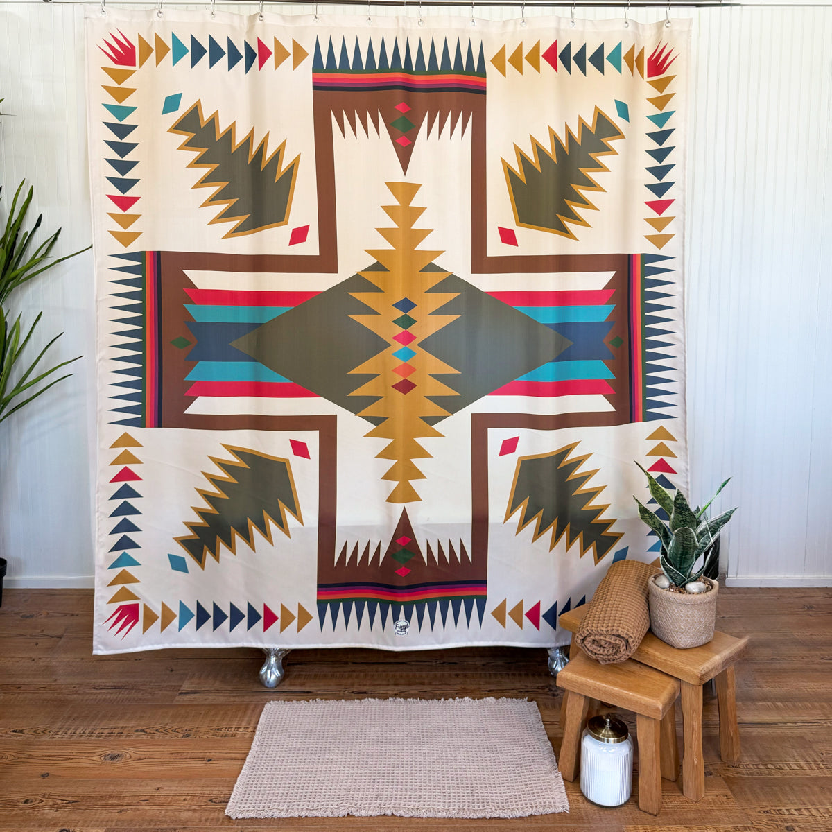 Shower Curtain - Cross Me - Tan