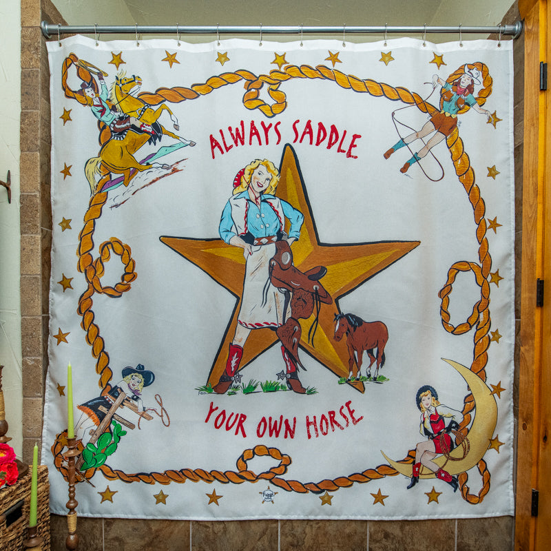 Fringe Shower Curtain - Always Saddle Your Own Horse