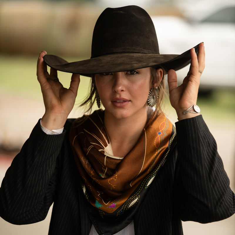 Cowboy Hat Cowgirl Scarf Around Neck Hold Your Horses Royal Blue