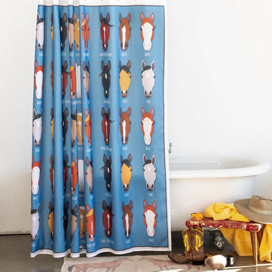 Shower Curtain - Markings - Blue