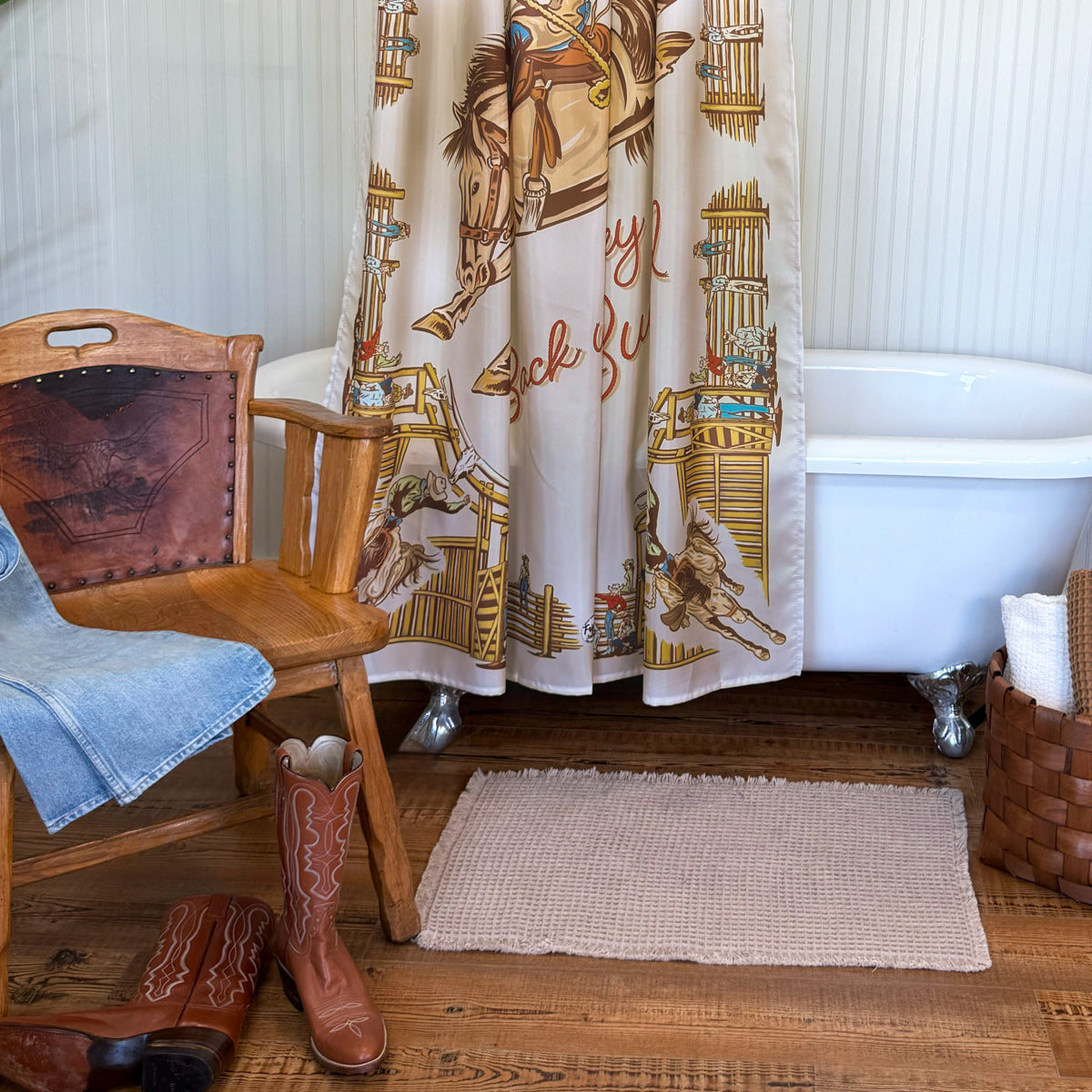 Shower Curtain - Back When They Bucked Tan