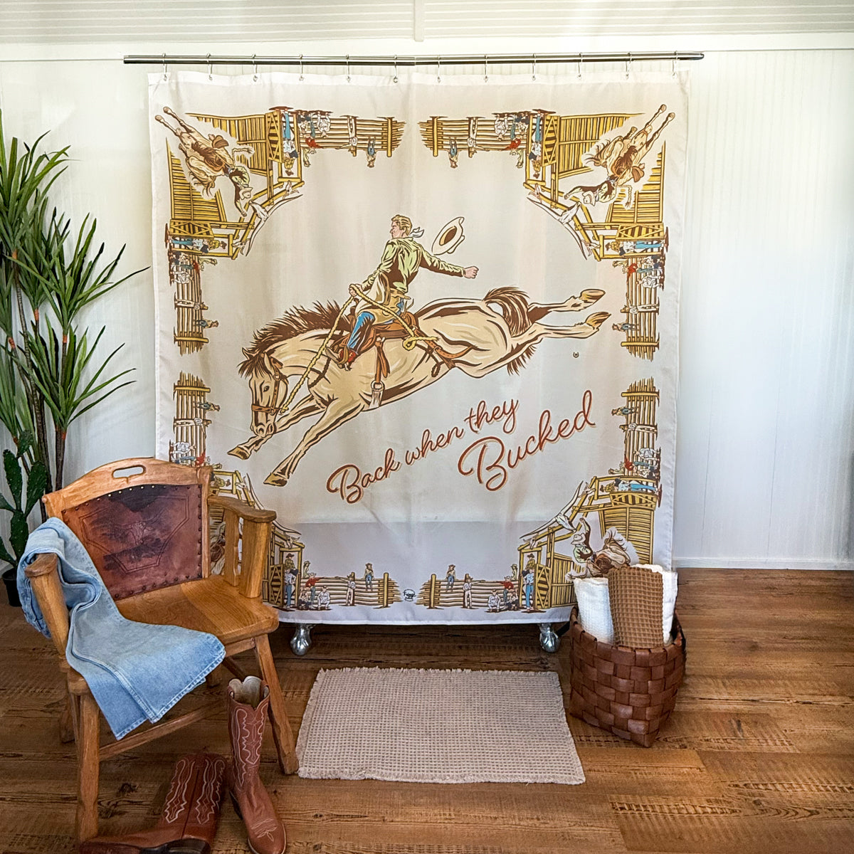 Shower Curtain - Back When They Bucked Tan