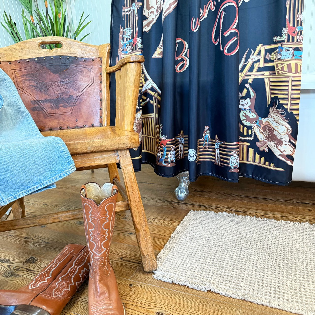 Shower Curtain - Back When They Bucked - Black