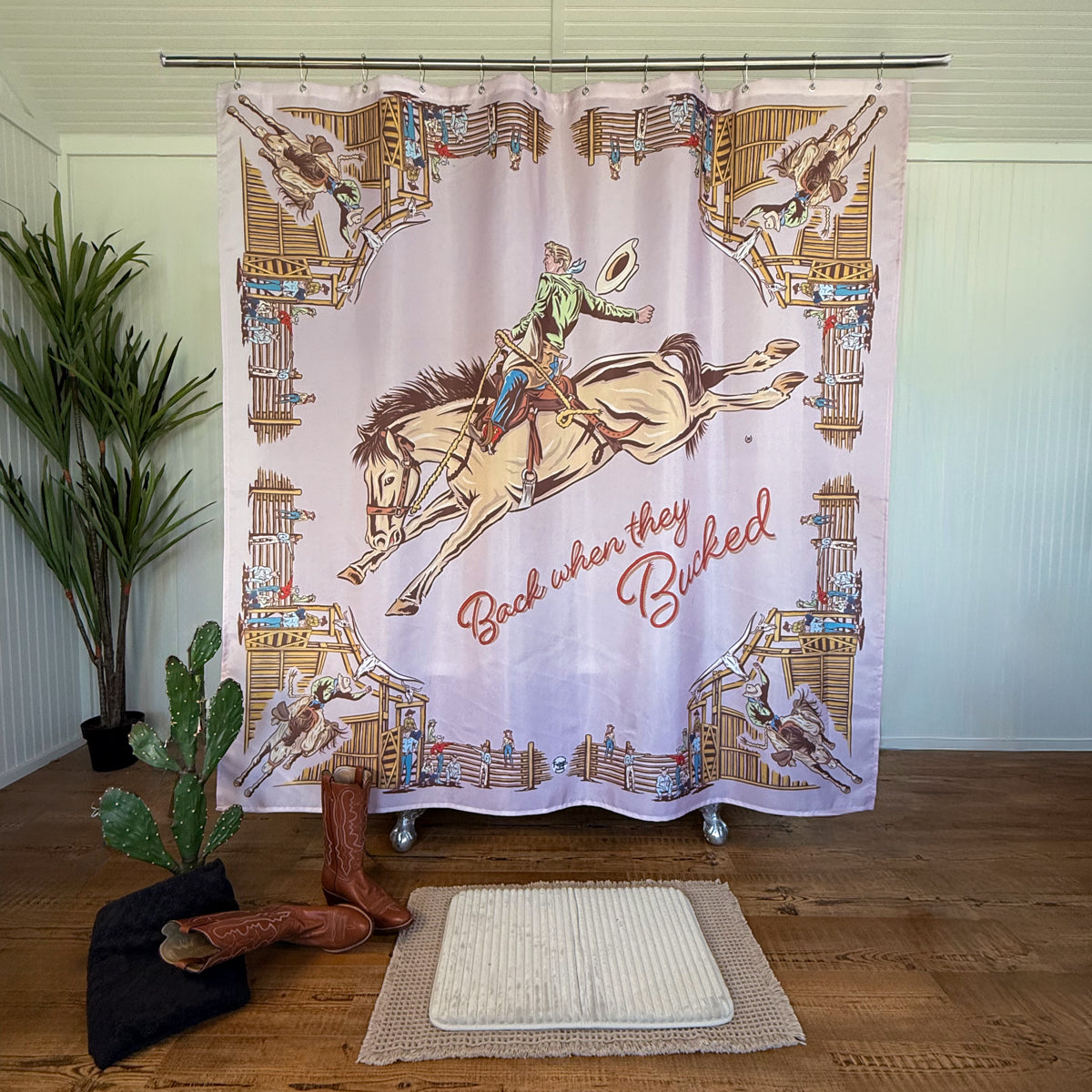 Shower Curtain  - Back When They Bucked Pink