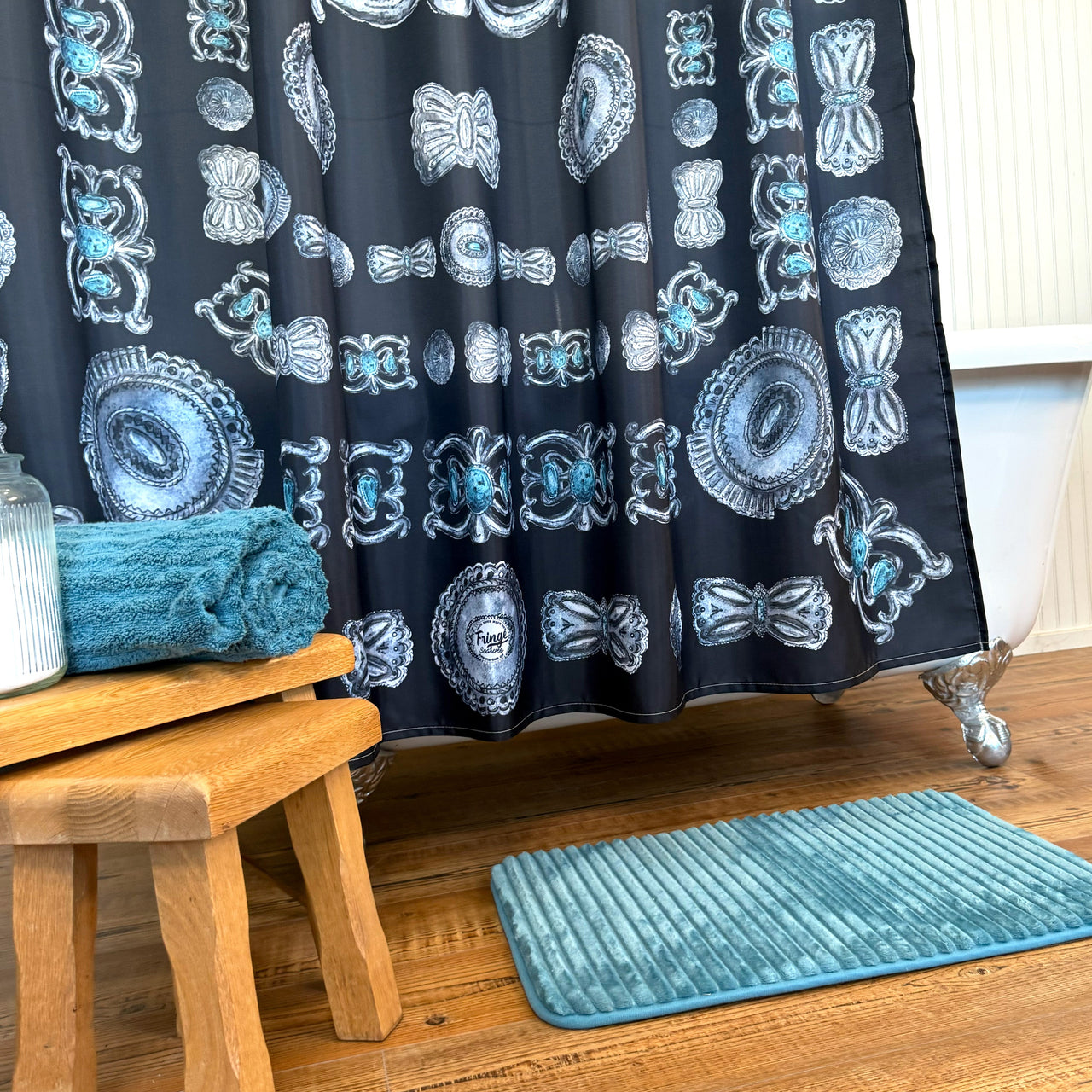 Shower Curtain - Turqs and Conchos - Black