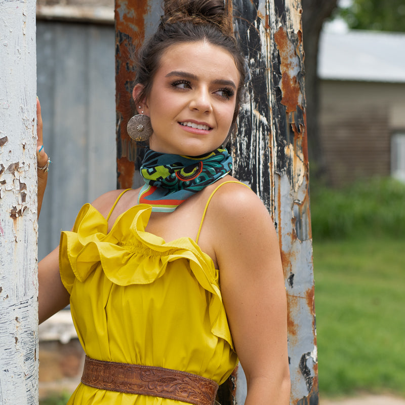 Lucky Horseshoe Bandana - Slate Blue
