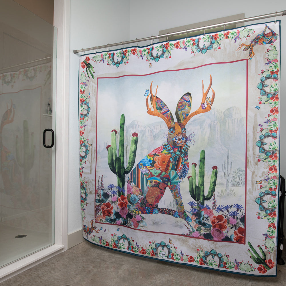 Fringe Shower Curtain - Jewelled Jackalope