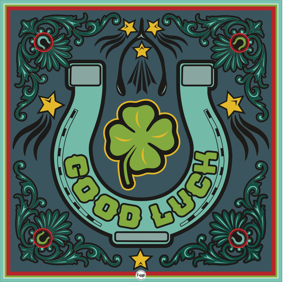 Lucky Horseshoe Bandana - Slate Blue