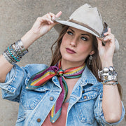 Southwestern Serape Print 100% Silk Fringe Scarf